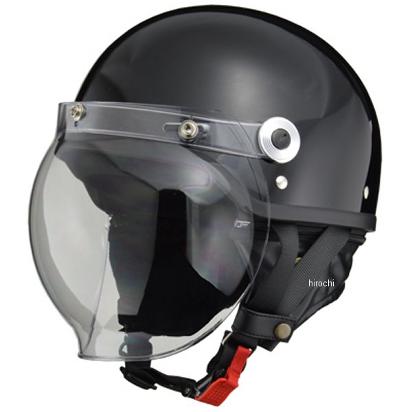 CR-760 リード工業 ハーフヘルメット クロス バブルシールド付き 黒 フリーサイズ (57cm-60cm) CR-760-BK WO店 4,280円