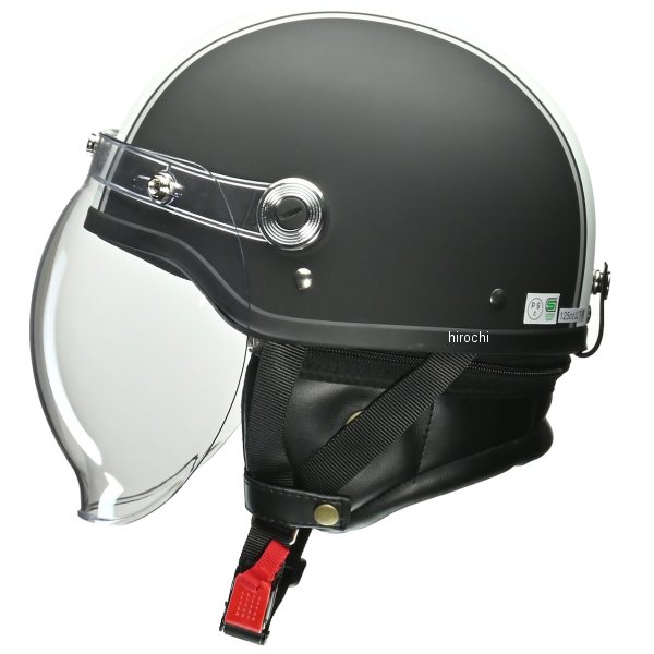 リード工業 ハーフヘルメット クロス バブルシールド付き マットブラック×白 フリーサイズ(57cm-60cm) CR-760-MB-HW WO店