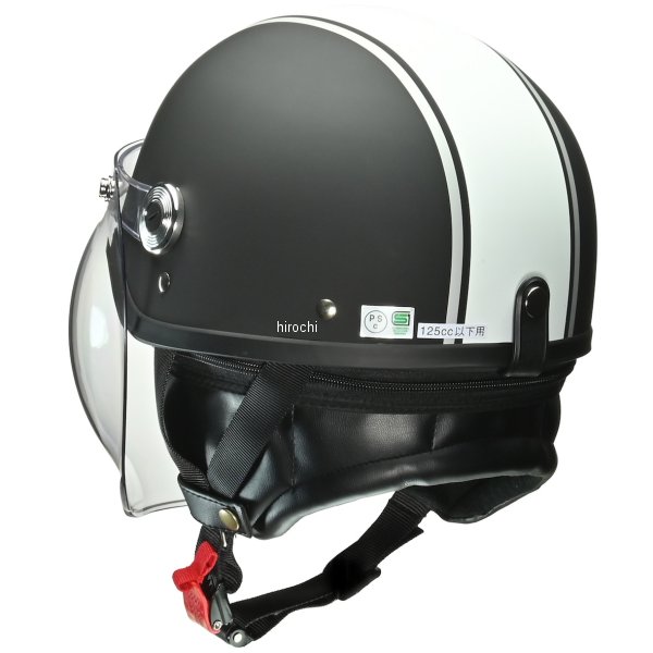 リード工業 ハーフヘルメット クロス バブルシールド付き マットブラック×白 フリーサイズ(57cm-60cm) CR-760-MB-HW WO店