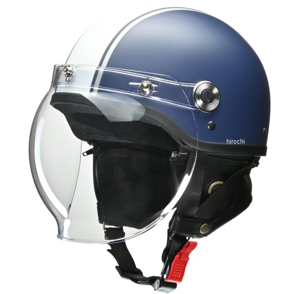 リード工業 ハーフヘルメット クロス バブルシールド付き マットネイビー×白 フリーサイズ(57cm-60cm) CR-760-MNB-HW WO店