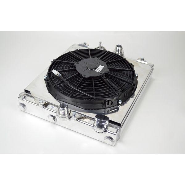 CSF Universal Half Radiator w/-16AN & Slip-On Fittings/12in SPAL Fan & Shroud csf2858X WO店