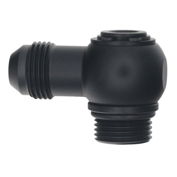 DeatschWerks 8AN ORB Male to 8AN Male Flare Low Profile 90-Degree Swivel - Anodized Matte Black dwk6-02-0416-B WO店
