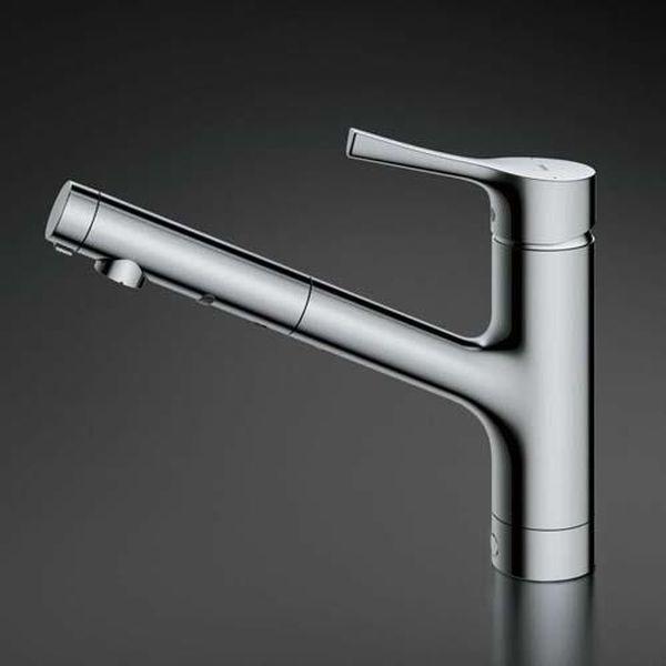 エスコ ESCO G 1/2インチ シングル混合水栓(吐水口引出式) EA468CY-21 WO店