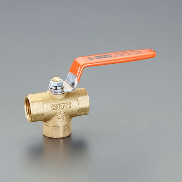 エスコ ESCO Rc 3/8 三方ボールバルブ(竪形/真鍮製) EA470BA-303 WO店
