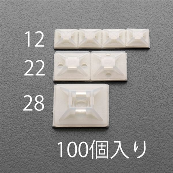 エスコ ESCO 38.5x38.5mm 結束バンド用ベース(粘着付/100個 000012331278 WO店の通販は 8,937円