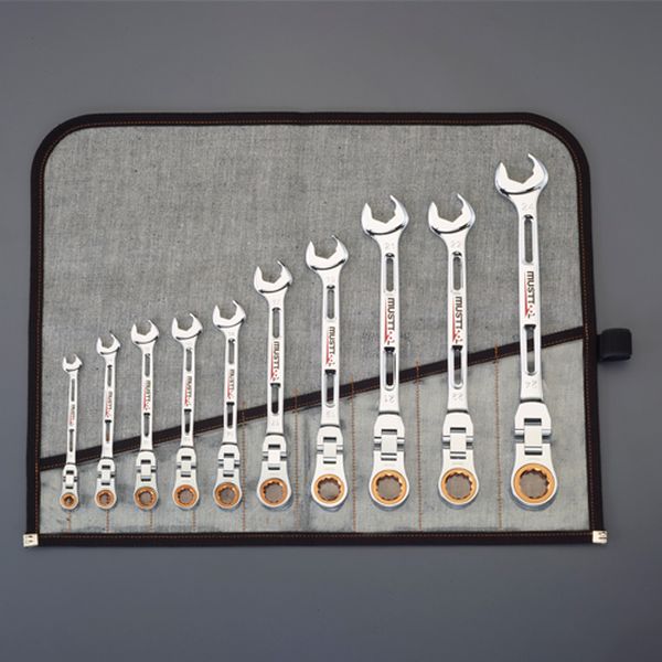 エスコ ESCO 10本組/8-24mm コンビネーションギアレンチ(首振型) 000012333377 WO店