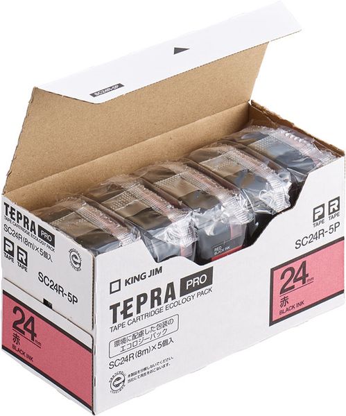 エスコ ESCO 24mm テープカセット(赤/5個入り) 000012335649 WO店 7,013円