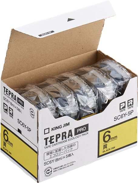 エスコ ESCO 6mm テープカセット(黄/5個入り) 000012335663 WO店の通販は