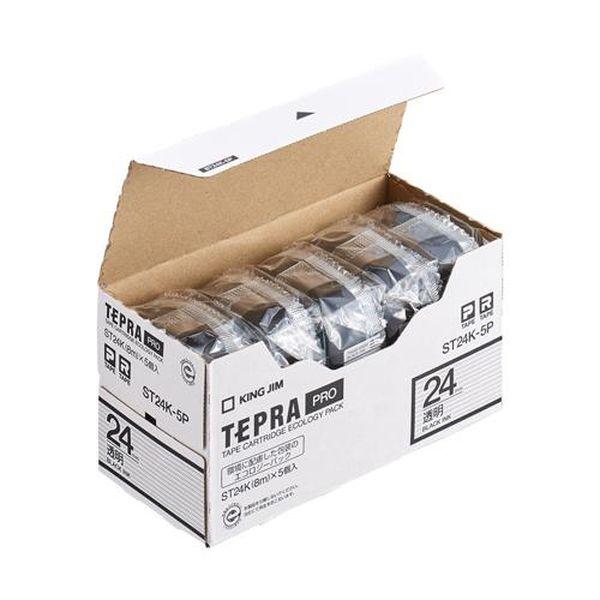 エスコ ESCO 24mm テープカセット（テプラ用／5個）透明 EA761DN-56C WO店