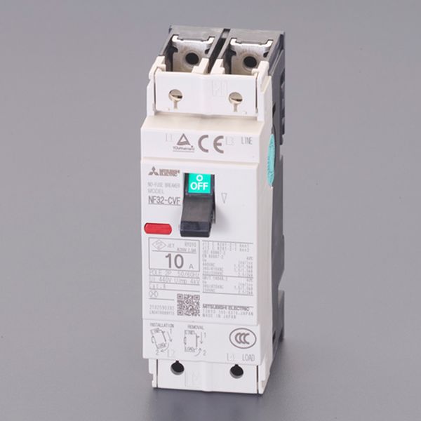 エスコ ESCO 240V/ 10A/2極 ノーヒューズ遮断器(フレーム30) 000012328769 WO店