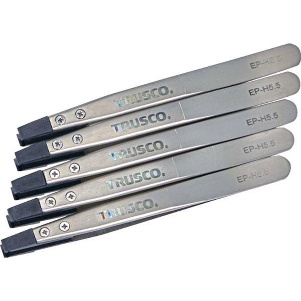 EPH5.5M5 トラスコ中山(株) TRUSCO まとめ買い ESDチップピンセット 平型 先端幅5.5mm 5本入り EPH5-5M5-TN WO店