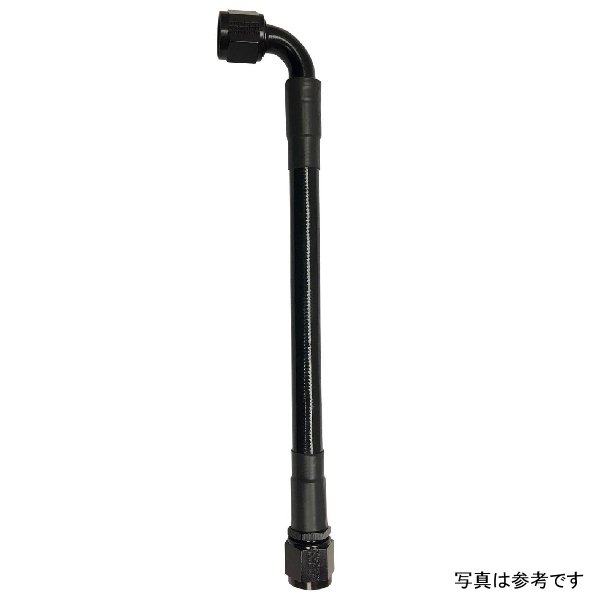 Fragola -6AN Ext PTFEホースアセンブリ ストレート x 90度 20インチ ブラック FRA6026-1-2-20BL WO店