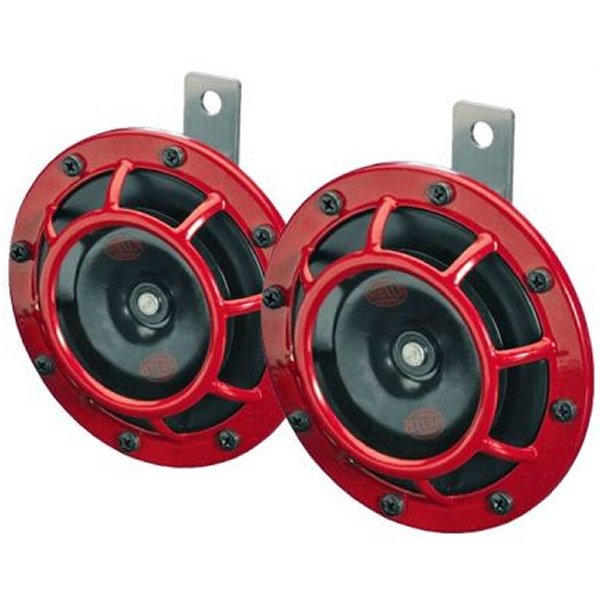 Hella Supertone Horn キット 12V 300/500HZ レッド (003399803 = 003399801) HELLA003399801 WO店