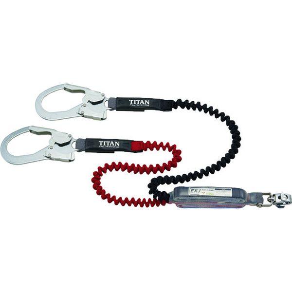 HLERW130 EXJ伸縮ストラップ式 タイプ1ランヤード ブラック/レッド ダブル (墜落制止用器具) HLERW130-TN WO店