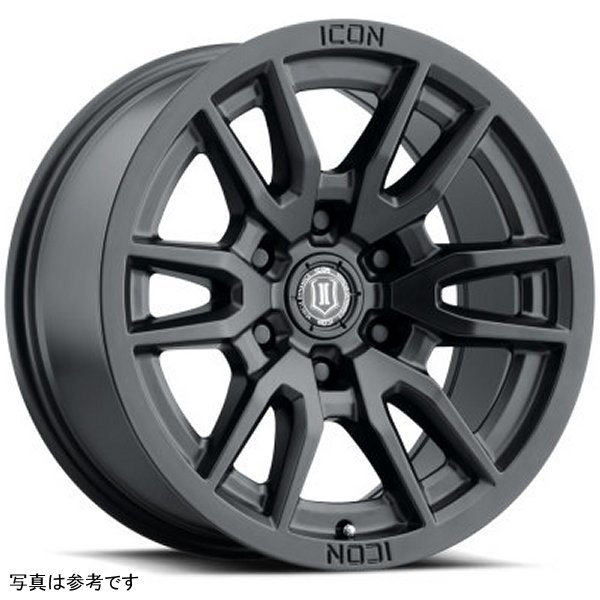 ICON Vector 6 17x8.5 6x5.5 0mm オフセット 4.75in BS 106.1mm Bore Satin ブラック ホイール ICO2417858347SB WO店