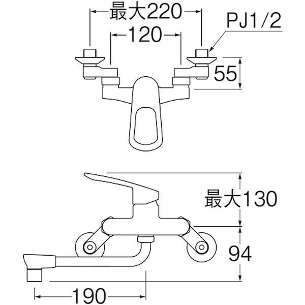 SANEI キッチン用 シングル混合栓 オールメッキ エコ 節約 K17110ED-13