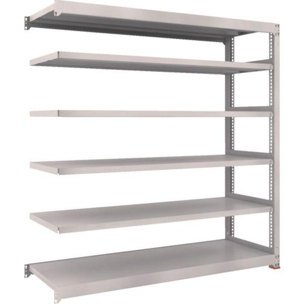 スチールラック M5型中量棚 900X571XH1500 6段 連結 免震樹脂ベース付 ネオグレー ネオグレー M5-5366BSFC WO店