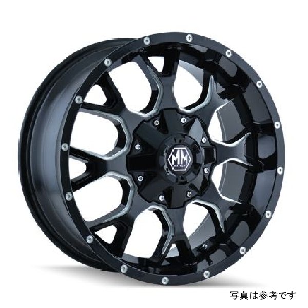 Mayhem 8015 Warrior 17x9 / 6x135 BP / -12mm オフセット / 106mm Hub ブラック w/ Milled Spokes ホイール MAY8015-7937M WO店