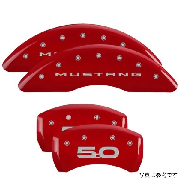 MGP 4 Caliper Covers Engraved フロント 2015/Mustang Engraved リヤ 2015/50 レッド フィニッシュ シルバー ch MGP10201SM52RD WO店