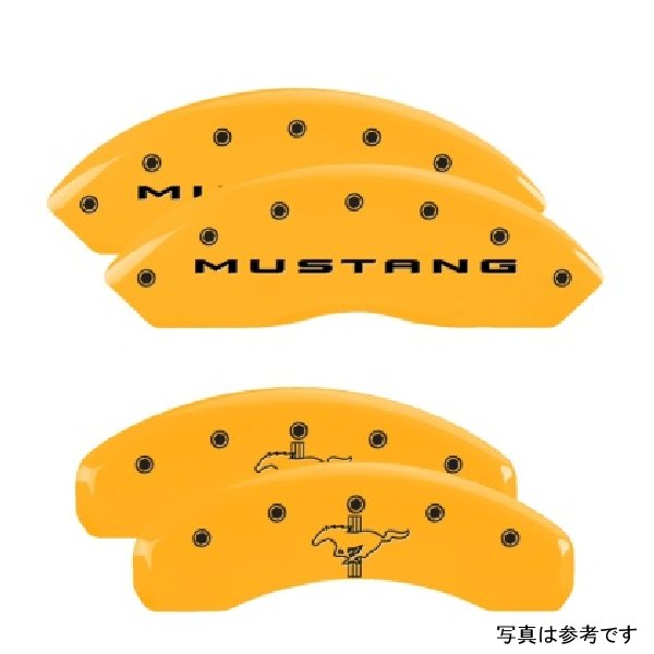 MGP 4 Caliper Covers Engraved フロント 2015/Mustang Engraved リヤ 2015/Bar & Pony ylw フィニッシュ ブラック ch MGP10202SMB2YL WO店