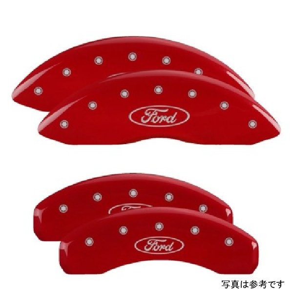 MGP 4 Caliper Covers Engraved フロント & リヤ フォード Oval Logo レッド フィニッシュ シルバー Char 2021 フォード F-150 MGP10256SFRDRD WO店