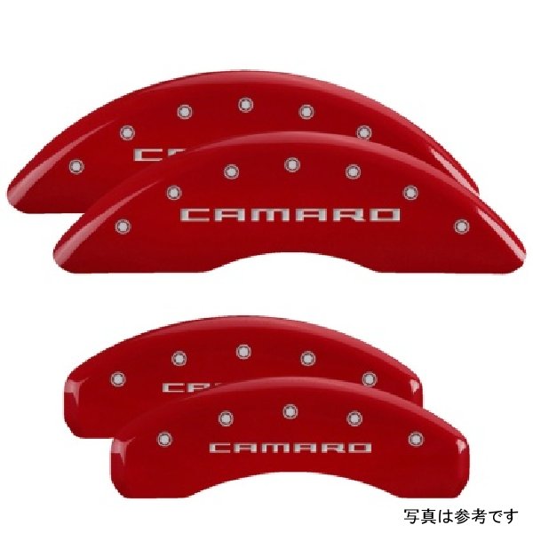 MGP 4 Caliper Covers Engraved フロント & リヤ Gen 5/Camaro レッド フィニッシュ シルバー ch MGP14241SCA5RD WO店