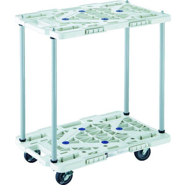 MPK6020JSB 樹脂製台車 2段式ルートバン 600X400 ハンドル無 4輪自在 ストッパー付 青 MPK6020JSB-TN WO店