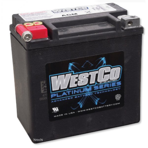 ウエストコ WESTCO バッテリー Platinum 12V/12Ah 220CCA ハーレー 65948−00A互換品 p-wcp14 WO店