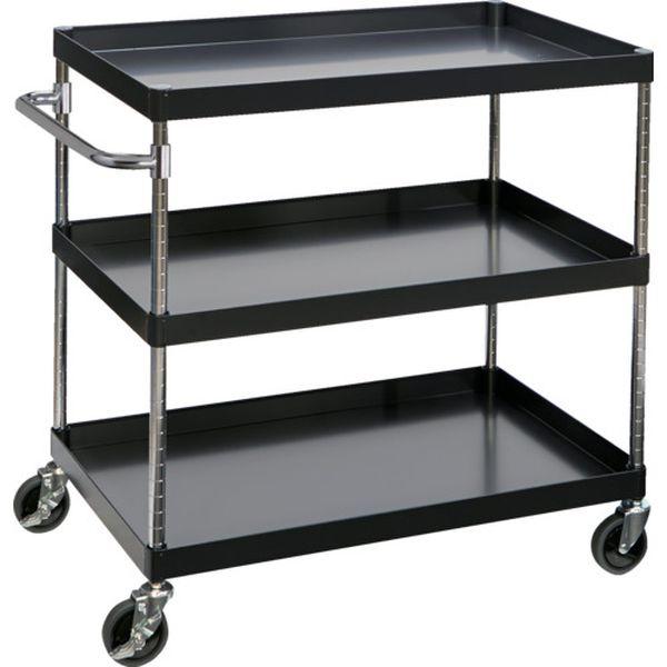 PEW993G75BK ツールワゴン フェニックスワゴン  900X600 3段 Φ75ゴム車輪 ブラック PEW-993-G75-BK WO店