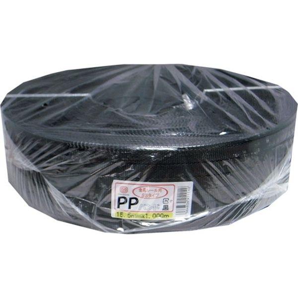 PPBAND1000BK  PPバンド 15.5mm×1000m 黒(金具シール・手締めストッパー兼用) PPBAND1000BK-TN WO店