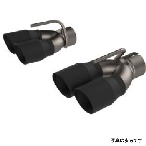 QTP 15年-18年 ダッジ Challenger 6.2L/6.4L 304SS Screamer エキゾースト 3in Quad Tip アダプター w/ブラック Tips QTP430115TB WO店