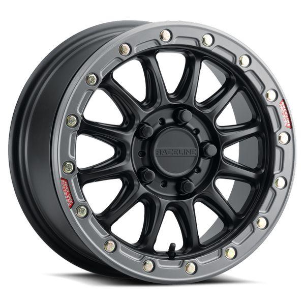 Raceline A14BG Alpha 15x10in/5x114.3 BP/25mm Offset/68mm Bore - Black & Gunmetal Ring Beadlock Wheel rclA14BG-51012+25 WO店