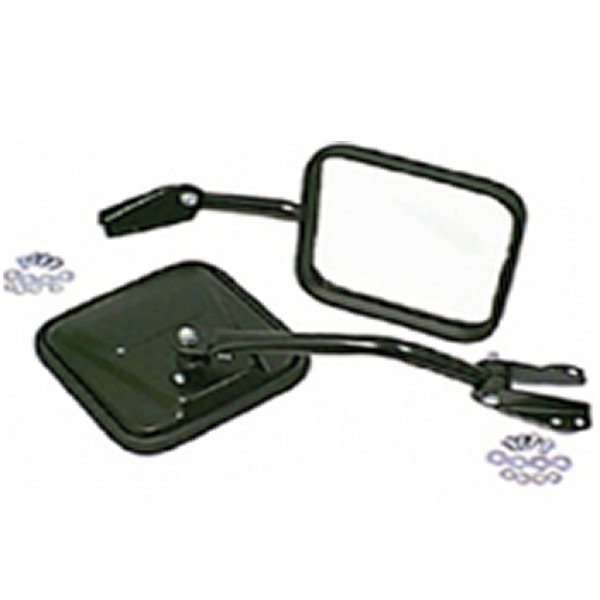 Rugged Ridge 55年-86年 ジープ CJ ブラック Side Mirrors w/ Convex Glass RUG11001-03 WO店