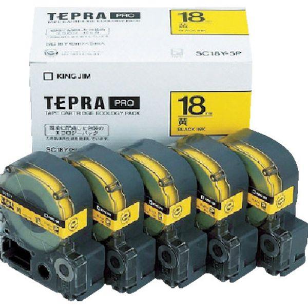 SC18Y5P  (株)キングジム キングジム テプラPROテープカートリッジ SC18Y-5P WO店の通販は 6,378円