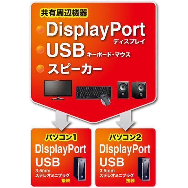 SWKVM2WDPU DisplayPort対応手元スイッチ付きパソコン自動切替器(2：1) SWKVM2WDPU-TN WO店_1