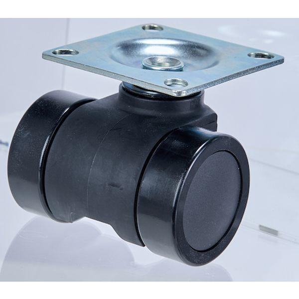THCN66P  プレート式重荷重用低床型 双輪キャスターダブルベアリング ナイロン車66mm THCN66P-TN WO店