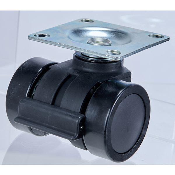 THCNS66P プレート式重荷重用低床型 双輪キャスターダブルベアリング ストッパー付きナイロン車66mm THCNS66P-TN WO店