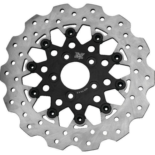 Twin Power 08-Up FLH FLT Rear 11.8 Scalloped Floating Rotor Black Mesh twp666846 WO店