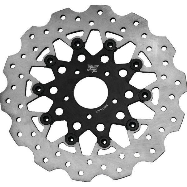 Twin Power 08-13 FLH FLT 08-16 FLHR 06-17 Dyna Front 11.8 Scalloped Floating Rotor Black Mesh twp666847 WO店