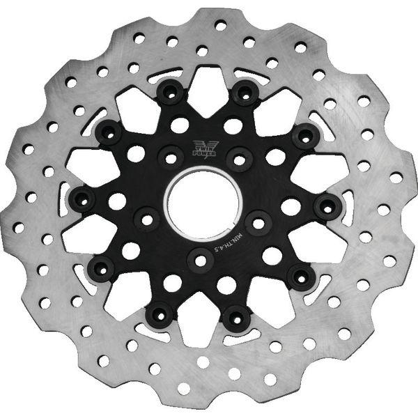 Twin Power 84-17 BT Exc 11.8 and Lug Mount 84-13 XL Front 11.5 Scalloped Floating Rotor Black Mesh twp666848 WO店