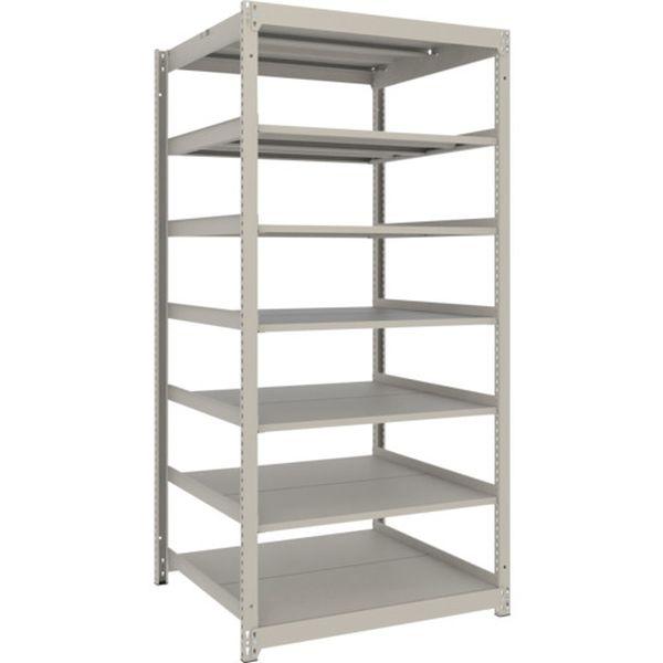 スチールラック 薄板ラック(棚板分割タイプ、耐荷重100Kg)1200×595×H1800 7段単体 ネオグレー UL6467 WO店