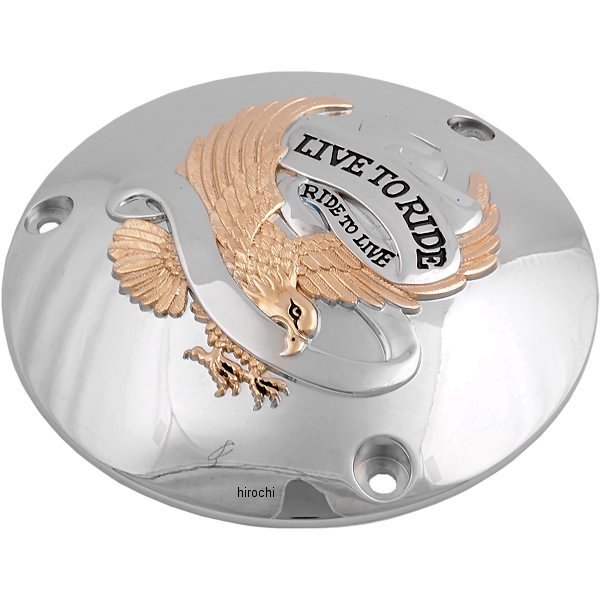 DRAG ダービーカバー 70年-98年 Big Twin LIVE TO RIDE クローム/ゴールド 1107-0156 WO店