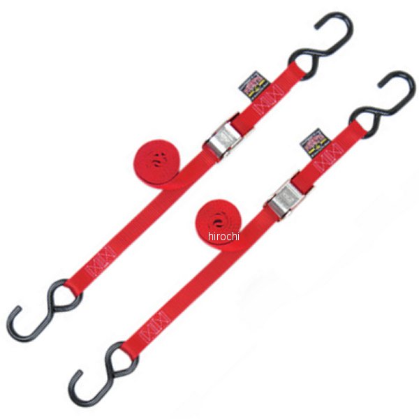 パワータイ POWERTYE 幅1インチ(25mm) タイダウン 5.5フィート(1.7m) 赤 (左右ペア) WO店の通販は