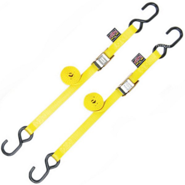 パワータイ POWERTYE 幅1インチ(25mm) タイダウン 5.5フィート(1.7m) 黄 (左右ペア) WO店の通販は