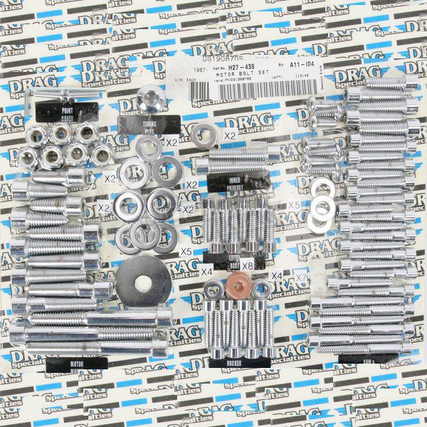 DRAG ボルトキット エンジン全体 87年-94年 FXR/FLT クローム/無地 WO店