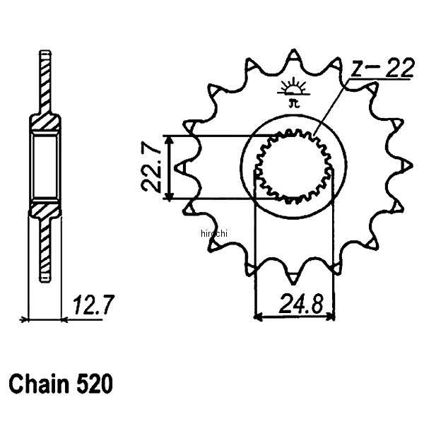 JT チェーン JT Chains スプロケット フロント 22T/520 ポラリス Magnum スチール WO店の通販は 5,942円