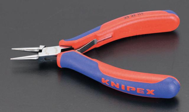 エスコ ESCO 115mm 精密用プライヤー(グリップ バネ付/丸) EA537KR-3 WO店