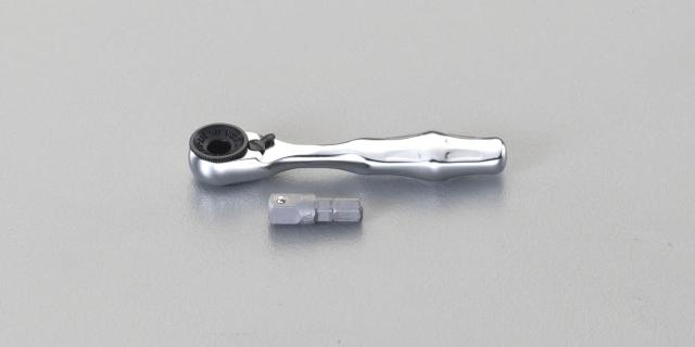 エスコ ESCO 1/4"Hex/87mm ラチェットハンドル 1/4"sqアダプター付 EA562WA-1 WO店