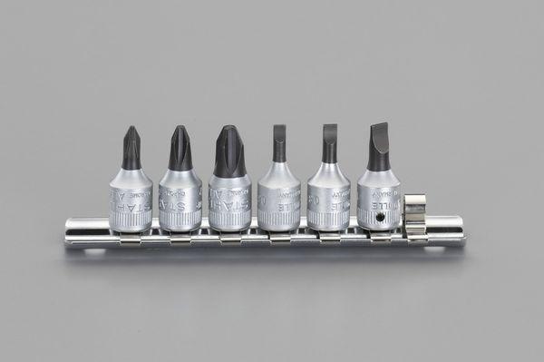 エスコ ESCO 1/4"sq/6個組 [+ -]ビットソケット EA617XM WO店