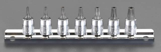 エスコ ESCO 1/4"sq 7個組Bore Torx ビットソケット EA618AX WO店
